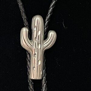 Ege Pewter Western Bolo Tie Cactus Silver Cowgirl Cowboy